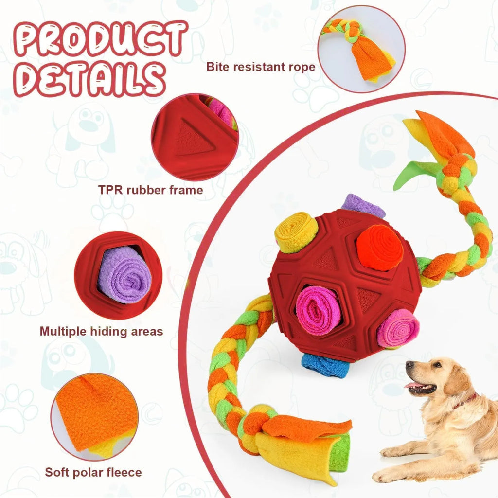 Bite-resistant dog puzzle training ball with sniffing challenge in various colour options
