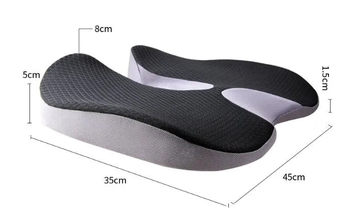 Curved bevel memory foam seat cushion for tailbone pain relief in four colour options