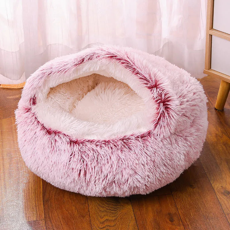 Semi-surrounded waterproof cloth dog kennel in champagne colour showing removable design