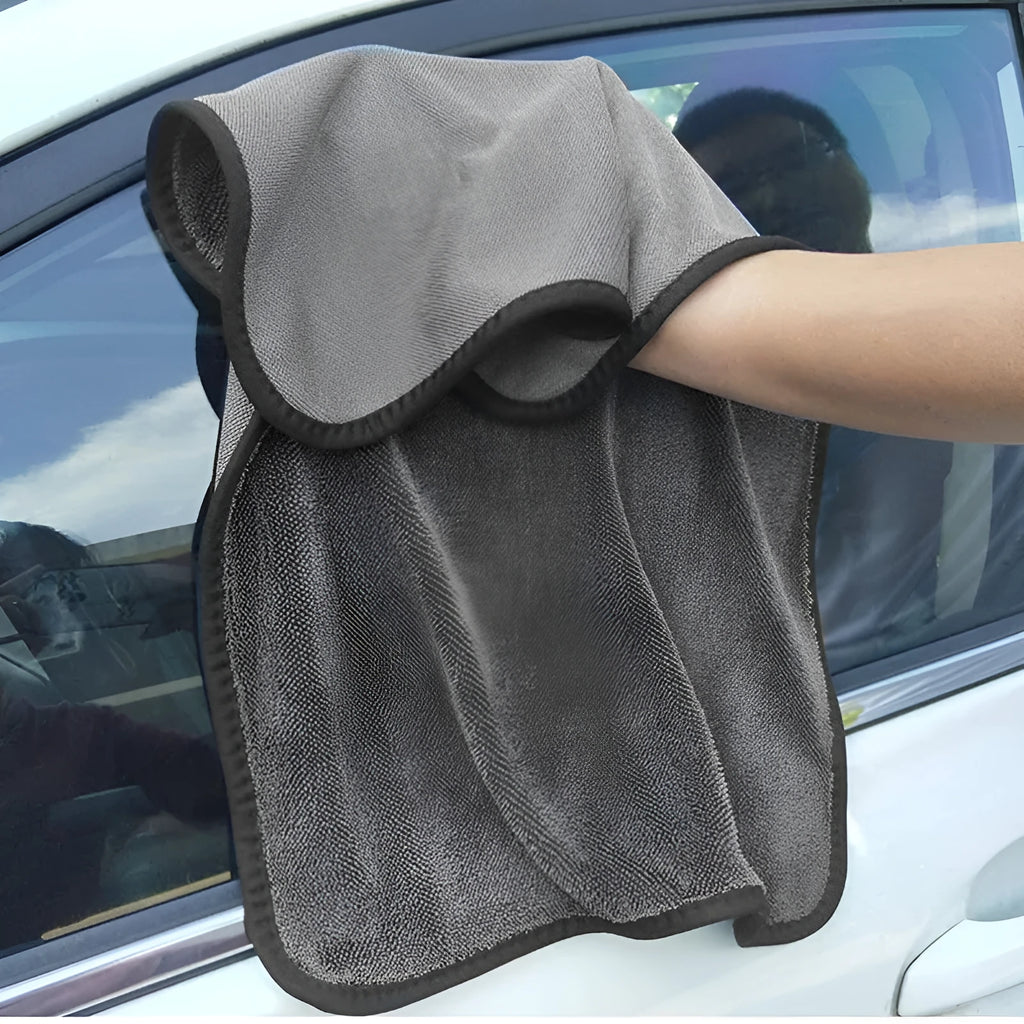 Grey square microfiber car wash towel measuring 40x40cm