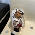 Halloween graffiti print crossbody shoulder bag with pumpkin ghost bat design