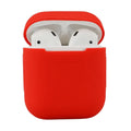Silicone protective case for AirPods 2 wireless earbuds in assorted colours on a white background.