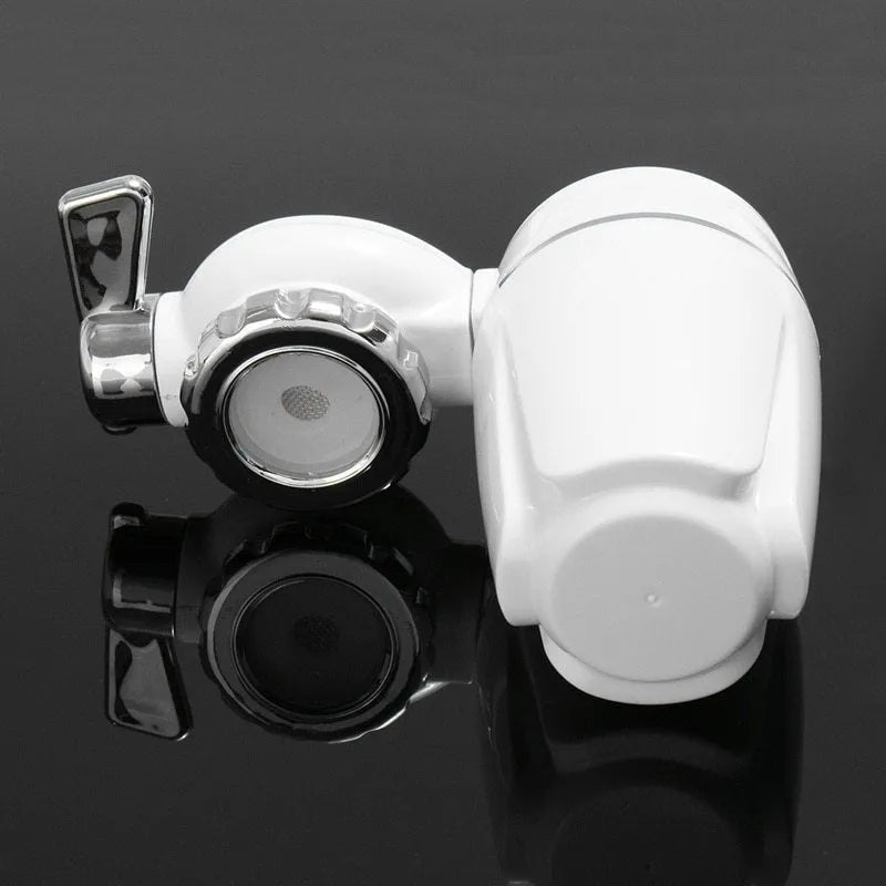 White kitchen tap water filter with switchable faucet head and universal adapter