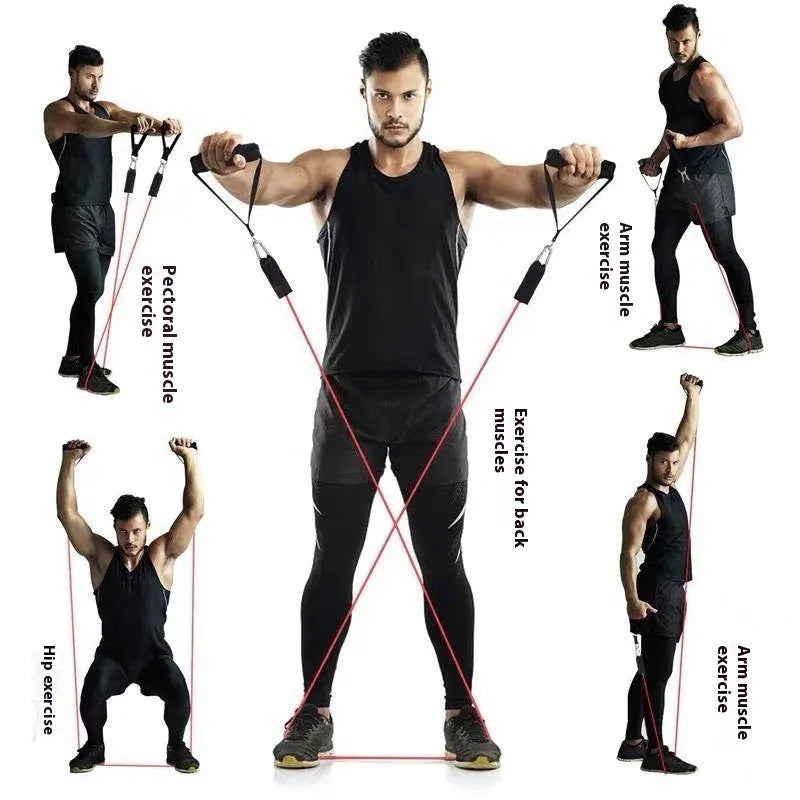11-piece door sports pulling rope set with ABS construction shown with big hook and small hook variants