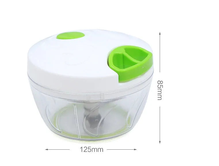 Green manual kitchen chopper with stainless steel blades and 500ml capacity bowl