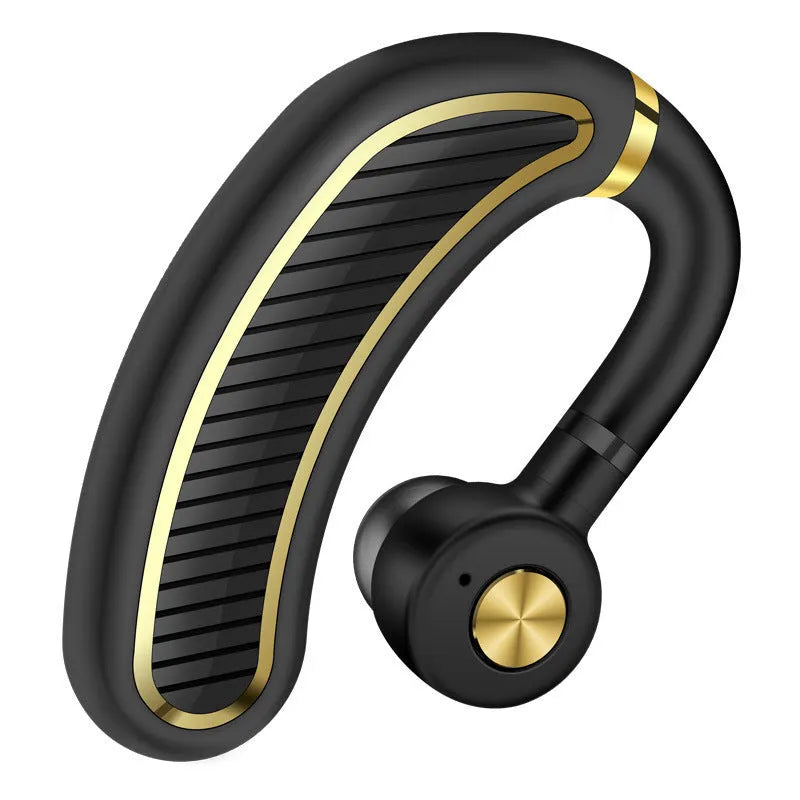 Sweatproof wireless Bluetooth earphones in Black Gold, Black Silver, Box, and White Gold colours.