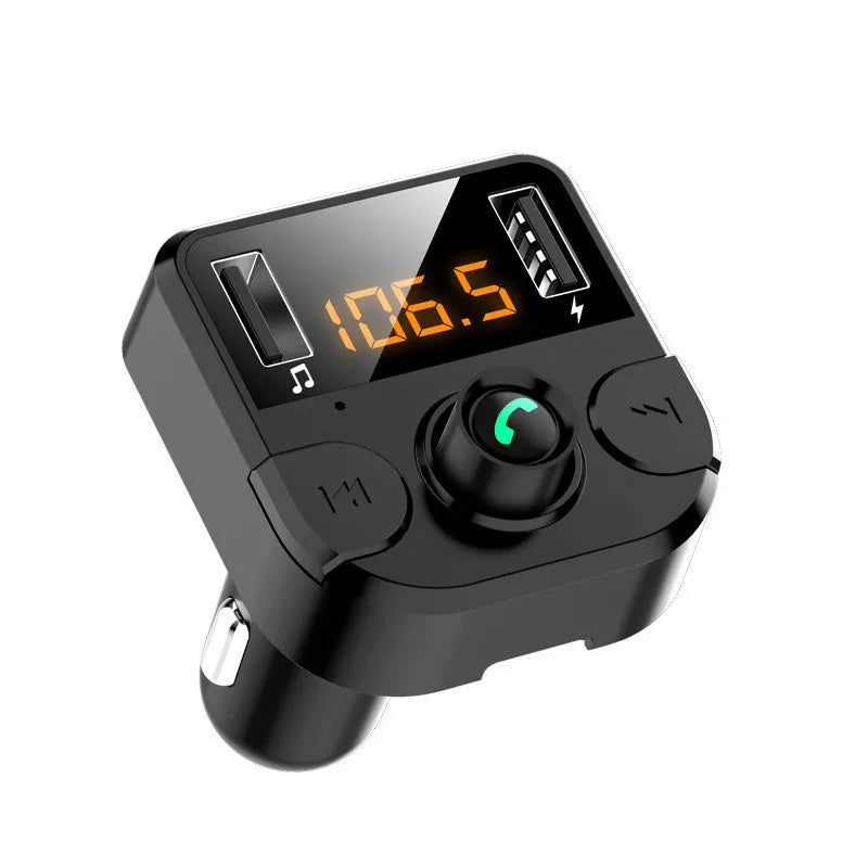 Black car MP3 Bluetooth player with cigarette lighter plug and display screen