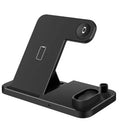 4-in-1 wireless charging station with adjustable magnetic support plate charging multiple devices