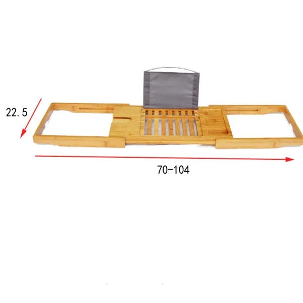 Bamboo bathtub frame desktop organiser for bathroom storage with single-tier shelving
