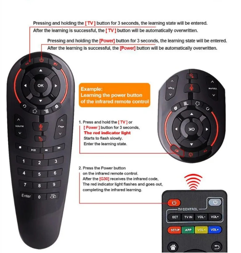 G30 wireless keyboard remote control with Nano USB receiver for computer and TV control