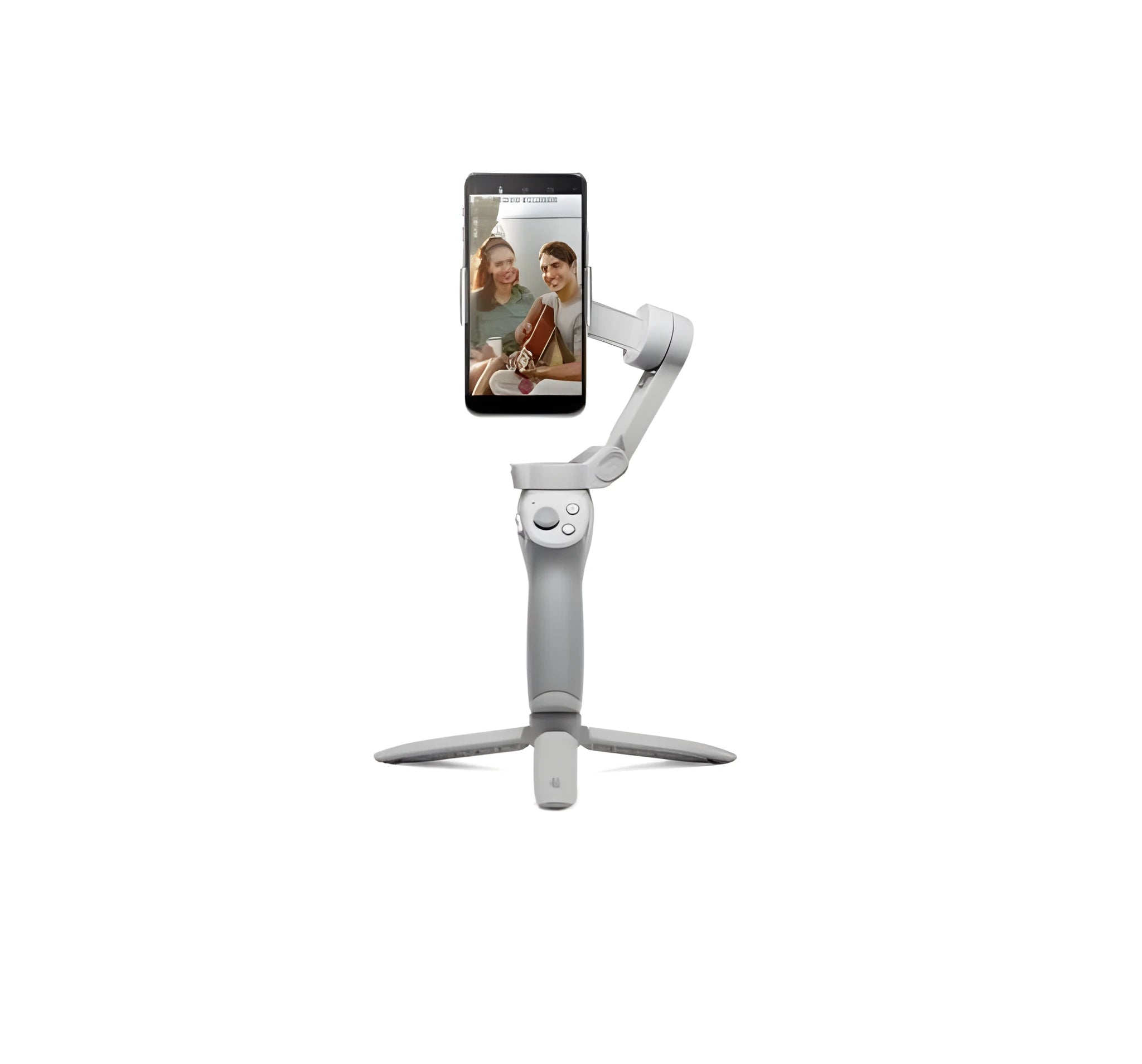 Magnetic phone PTZ gimbal with integrated 2450 mAh power bank for vlogging and handheld video.
