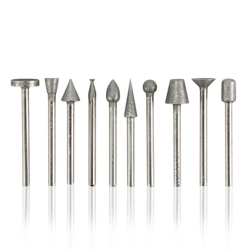 Elliptical cone-shaped alloy diamond grinding head with 3mm shank for rotary tools