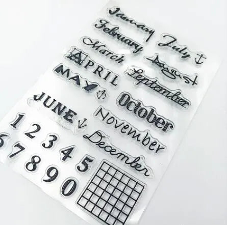 Transparent silicone calendar seal with digital table design for date stamping