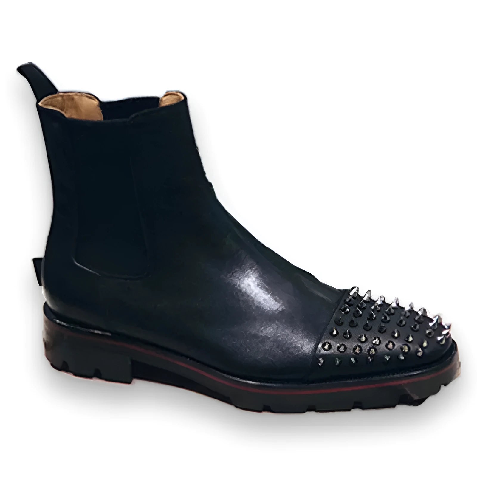 Men's black leather high-top business casual lace-up shoes on a plain background
