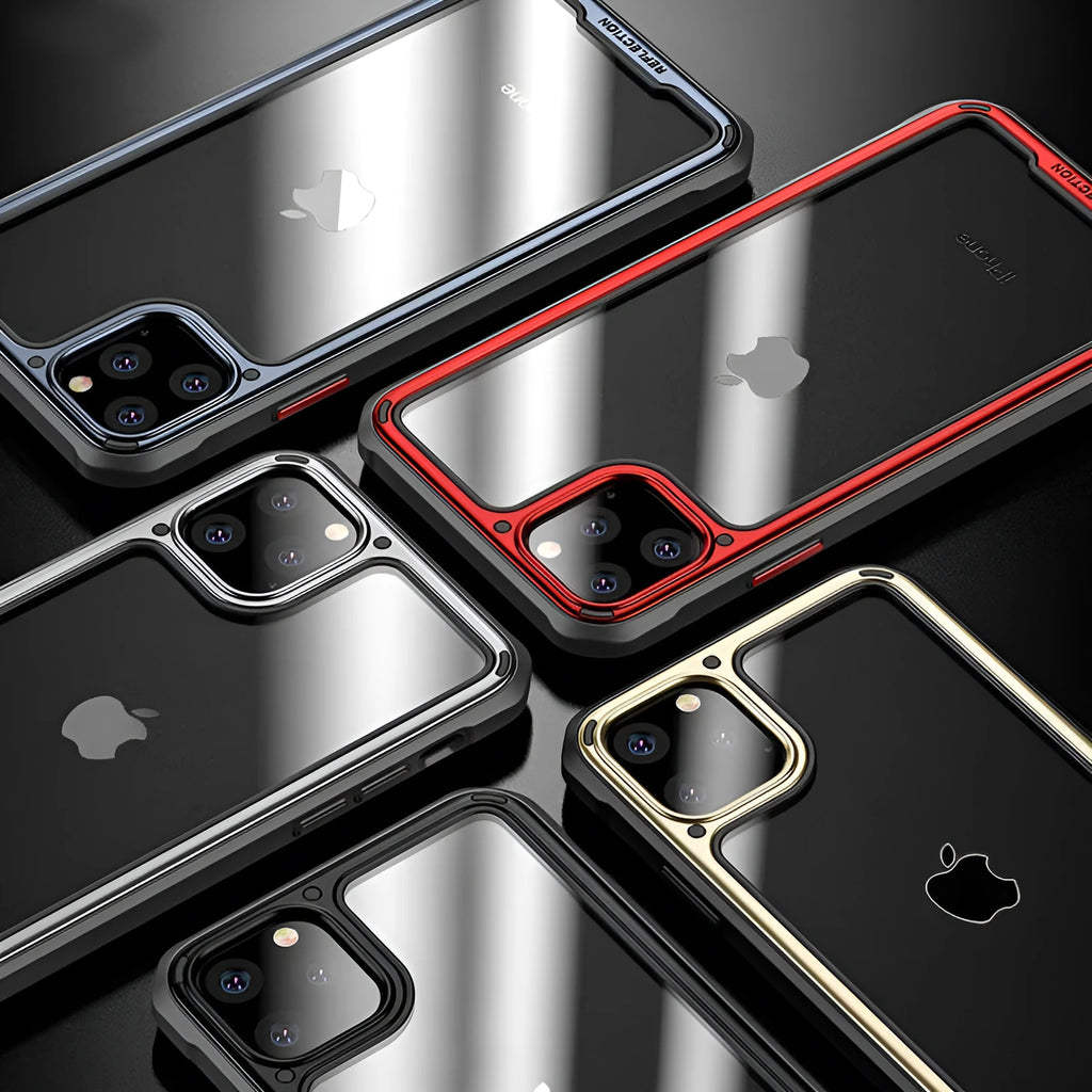 Transparent silicone iPhone 11 case showing phone's original colour through clear back cover