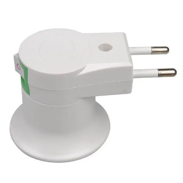 White E27 screw lamp holder adapter with switch for wall socket installation