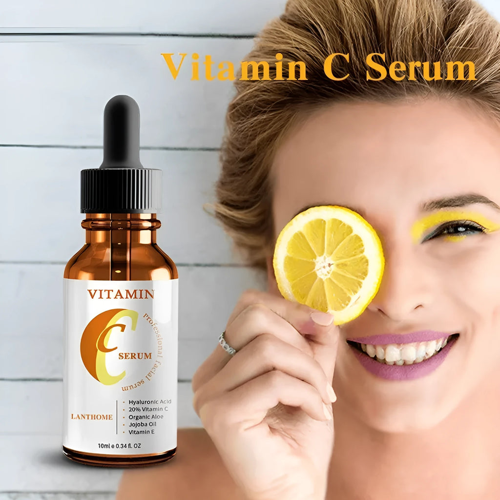 10ml bottle of vitamin C and hyaluronic acid facial serum for skin brightening