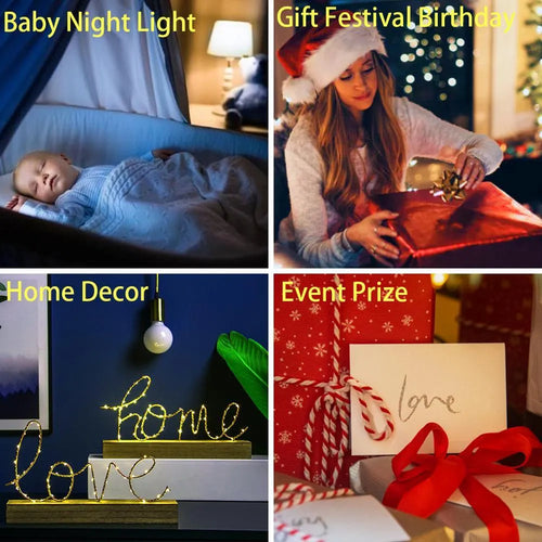 European style acrylic 3D LED night light showing colour options on a black base.