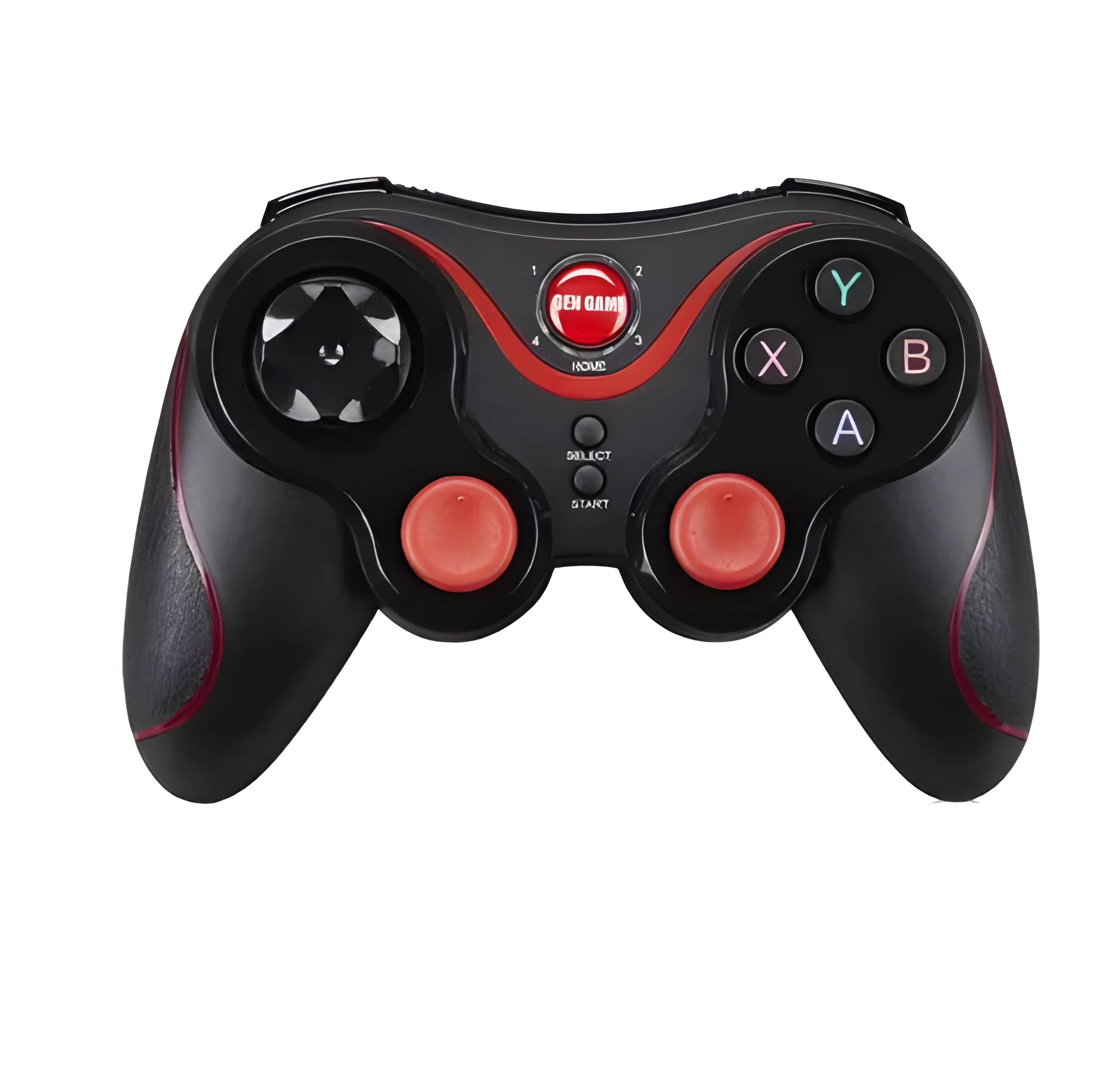 Black X3 Bluetooth wireless game controller for Android phones with phone clip attached