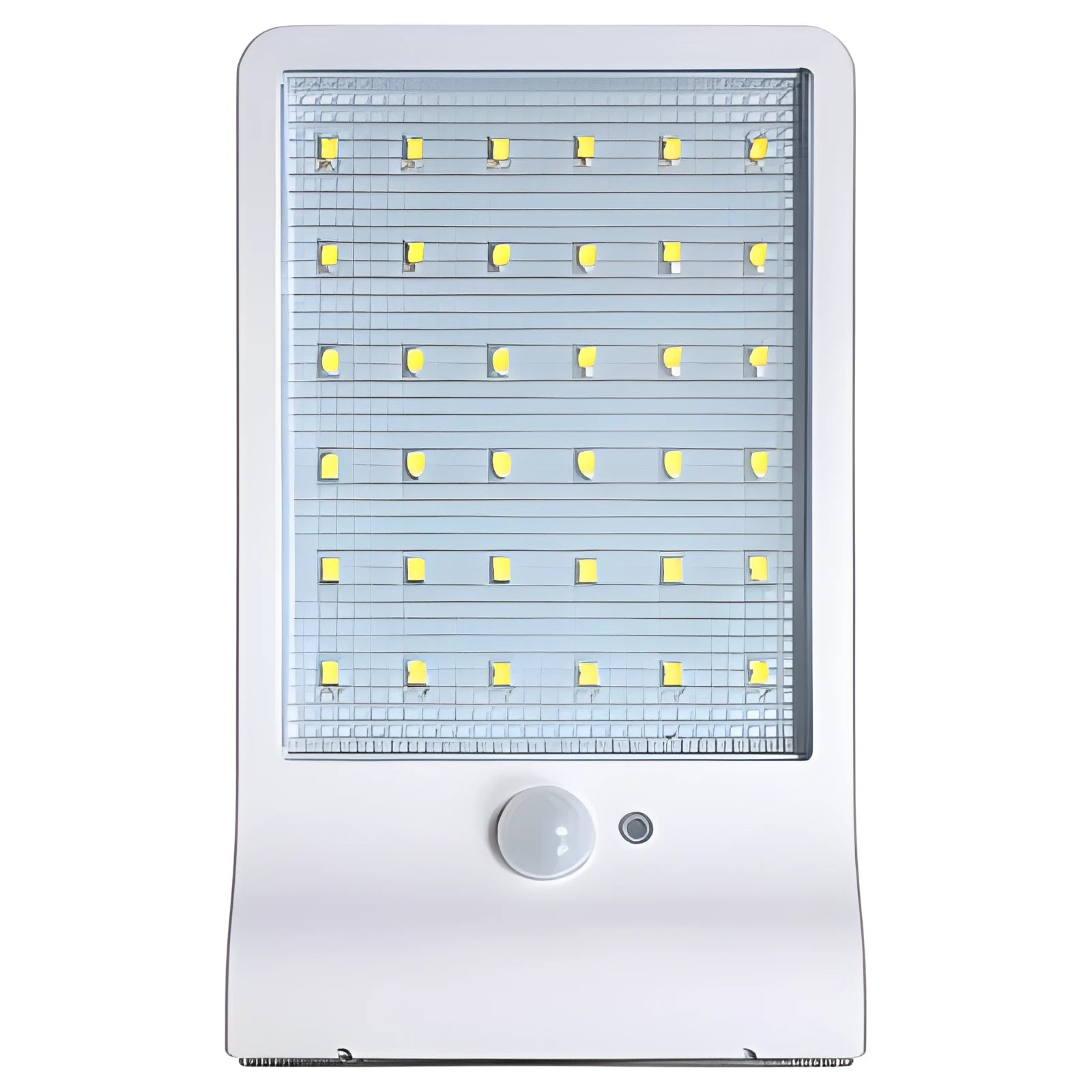 IP65-rated outdoor solar garden light with LED illumination in black or white colour options