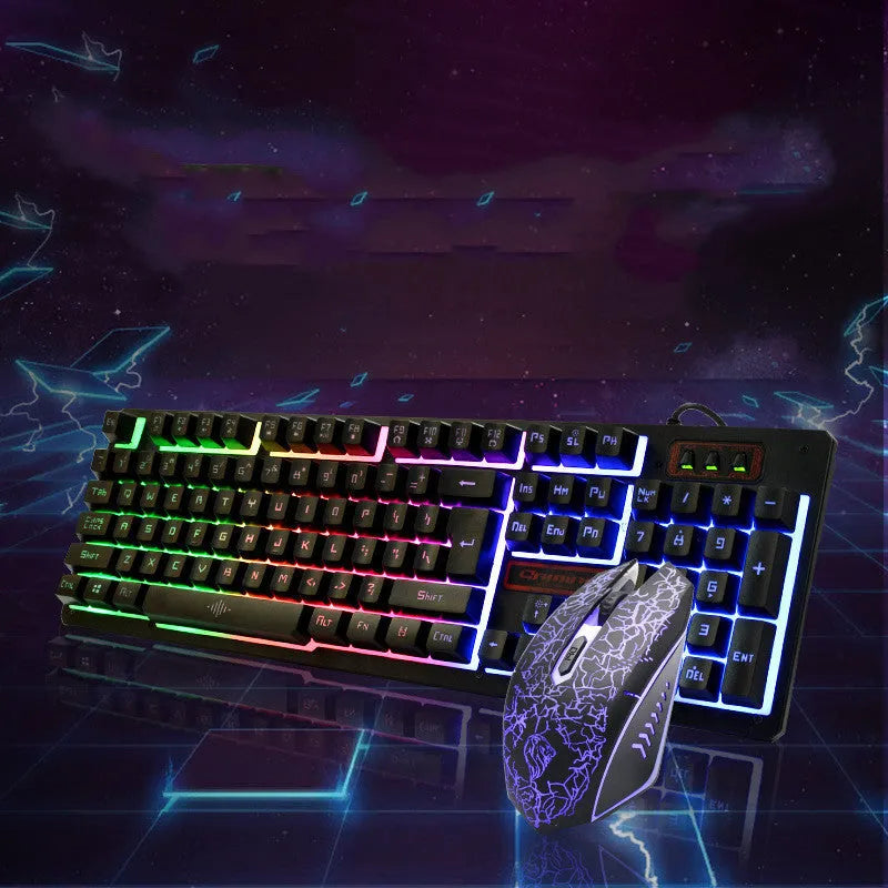 K13 wired gaming keyboard and mouse set in black with USB connection and 1600dpi optical mouse