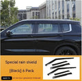 Black engineering plastic window deflectors installed on a silver 2023 Mitsubishi Outlander SUV side windows.