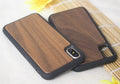 Wooden phone case with TPU bumper for iPhone in bamboo, cherry, rosewood, walnut, and white finishes.