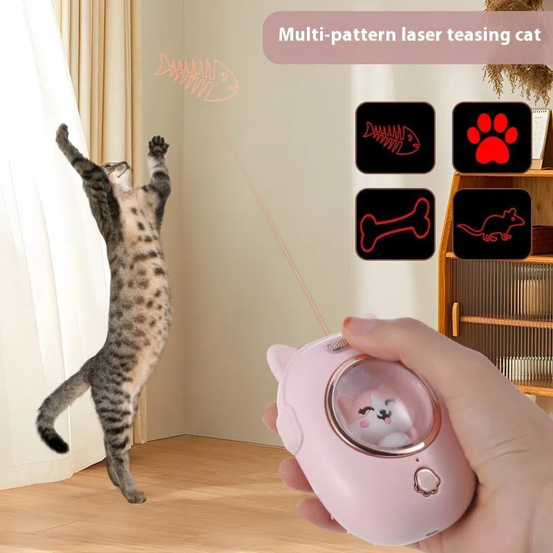Pink and yellow pet grooming comb with integrated laser pointer toy for cats and dogs