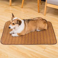 Brown rattan fibre cooling mat for dogs with woven texture in various size options