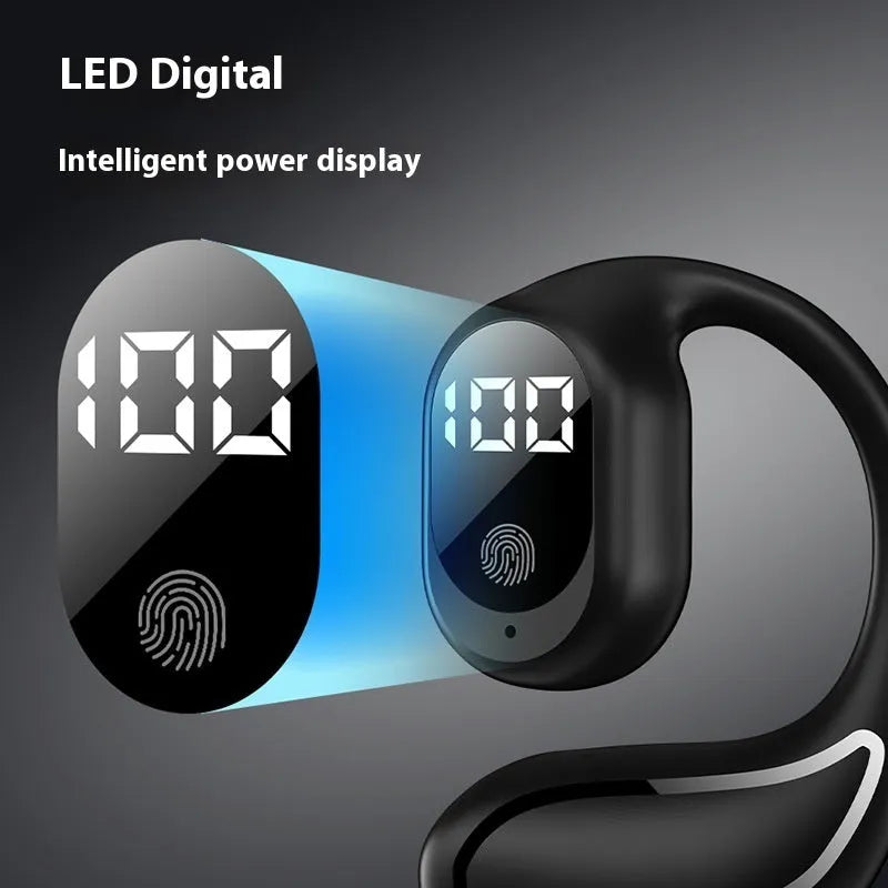 Wireless single-ear business sports headset with ear hook in black, white or apricot, PC ABS, 39x42x24mm