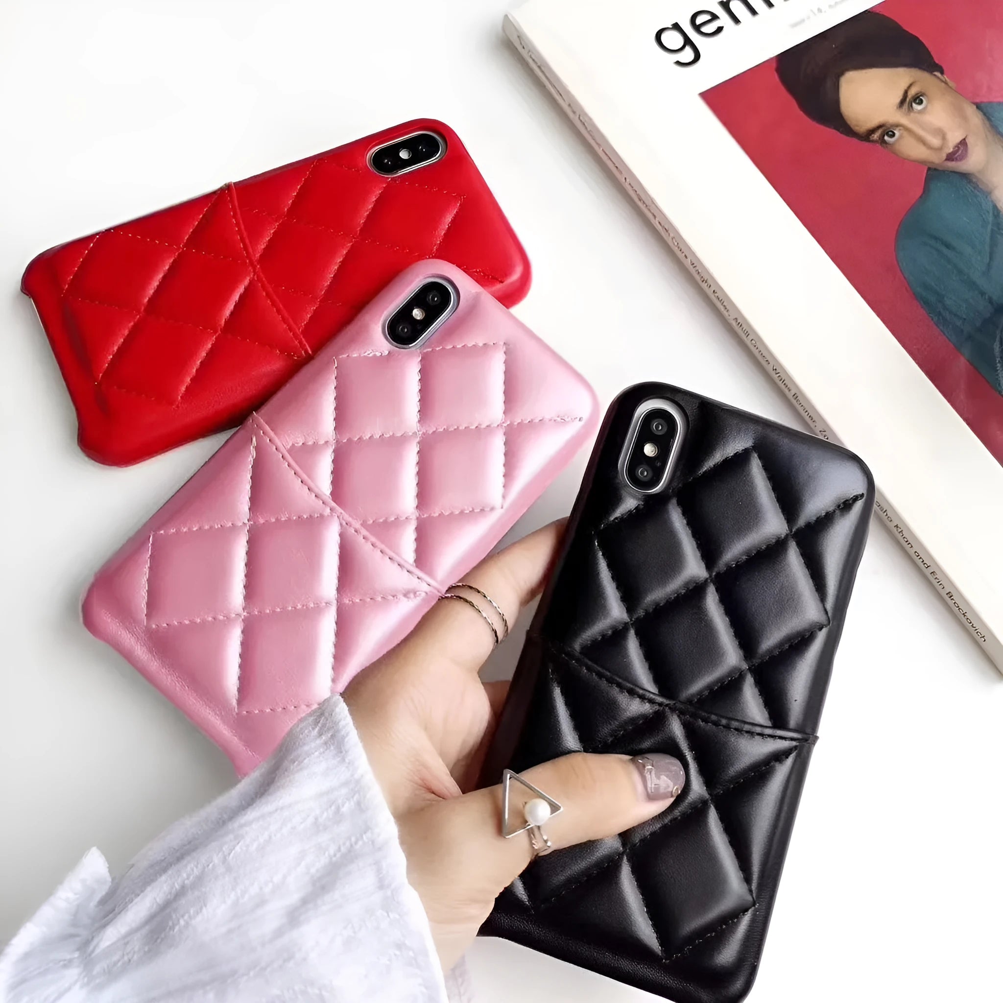 Black leather iPhone case compatible with iPhone XS Max and older models
