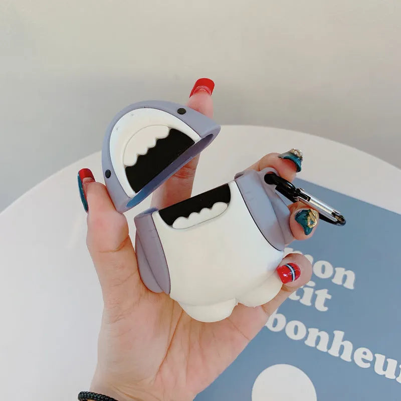 Shark design silicone protective cover for Apple AirPods 1 and 2 charging case