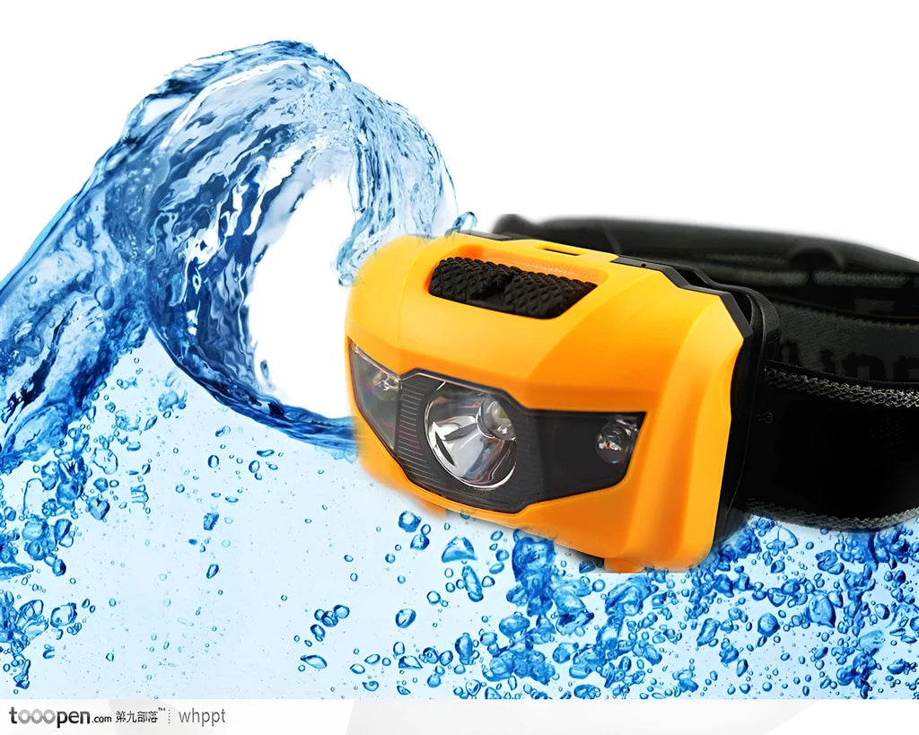 Cat Eye 2nd generation waterproof head torch in black, showing white and red LEDs on an adjustable headband.