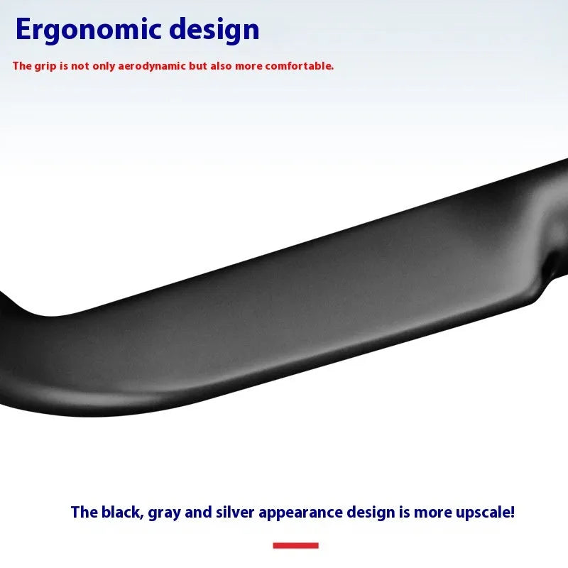 Red carbon fibre road bicycle handlebar with double line graphics, shown from above.