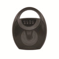 Black portable Bluetooth speaker with USB port and SD card slot.