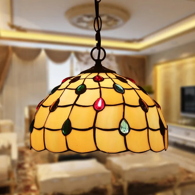 European retro baroque chandelier in coloured glaze with abstract modelling