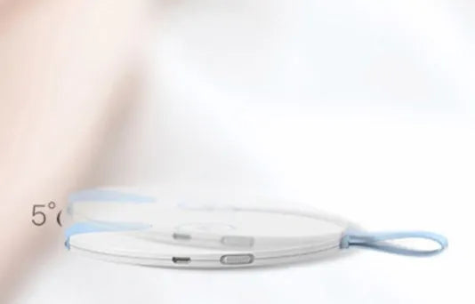 Blue portable baby bottle steriliser with USB cable, showing compact slim design.