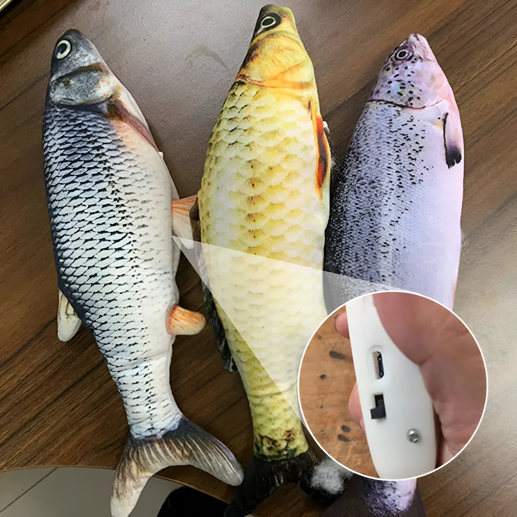 30cm multicolor electronic jumping fish cat toy with USB charging cable