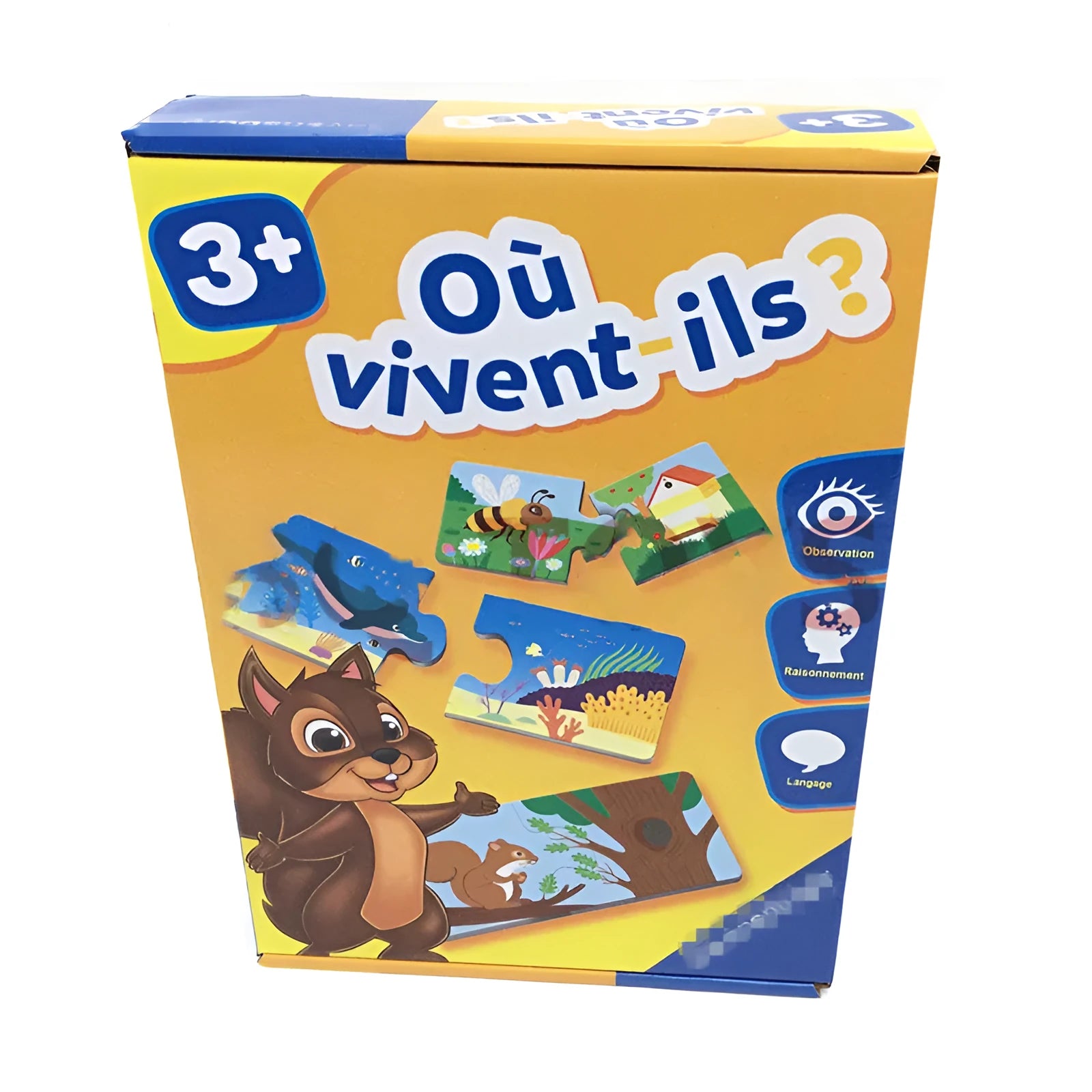 French children's puzzle toy with colourful picture cards and matching word cards made of thickened paper.