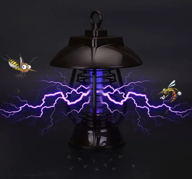 White and purple solar mosquito lamp with 24 LED beads for outdoor garden use