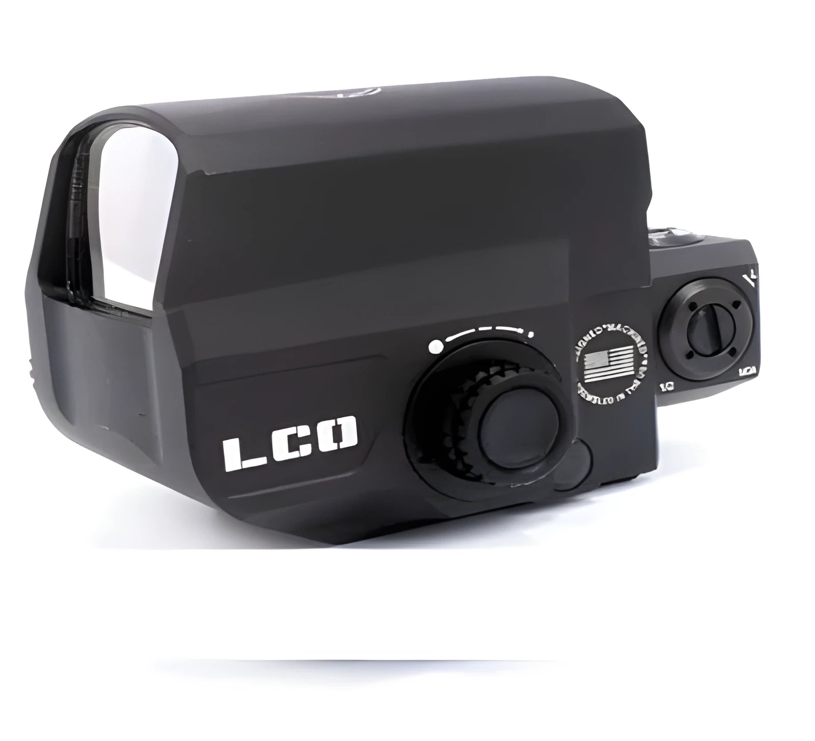 LCO tactical red dot sight mounted on 20mm Picatinny rail with holographic reflex display