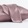 Dark grey mulberry silk envelope pillowcase showing closure detail and smooth fabric texture