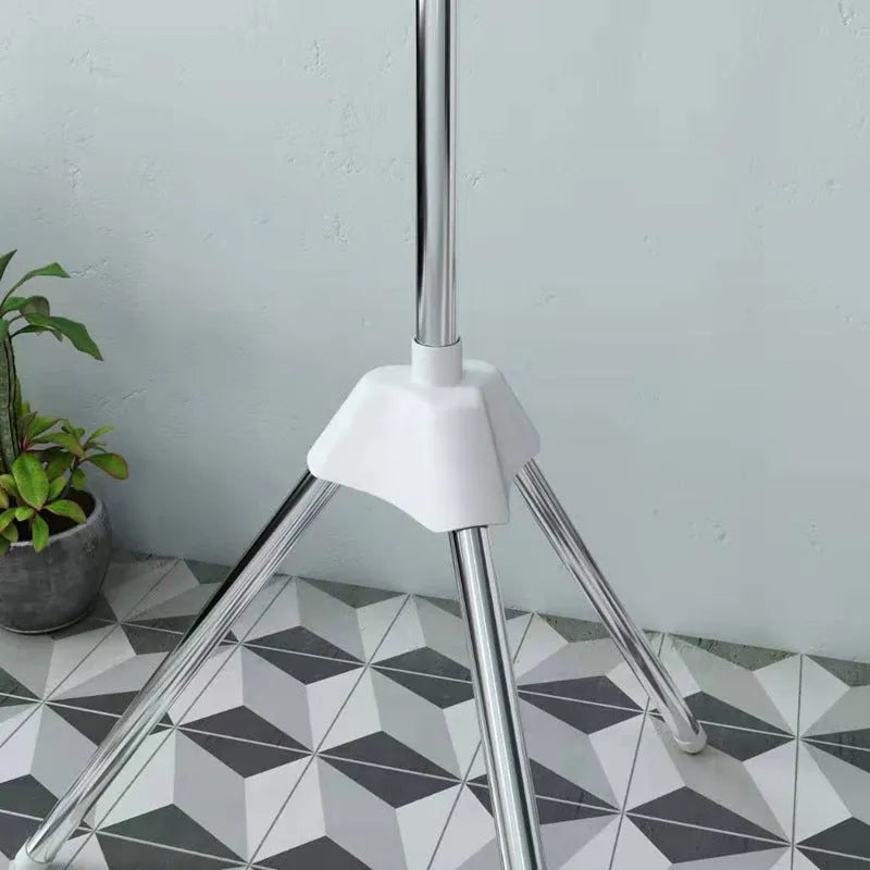 Stainless steel three-layer laundry drying rack with adjustable plastic clips for socks and ties