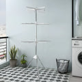 Stainless steel three-layer laundry drying rack with adjustable plastic clips for socks and ties