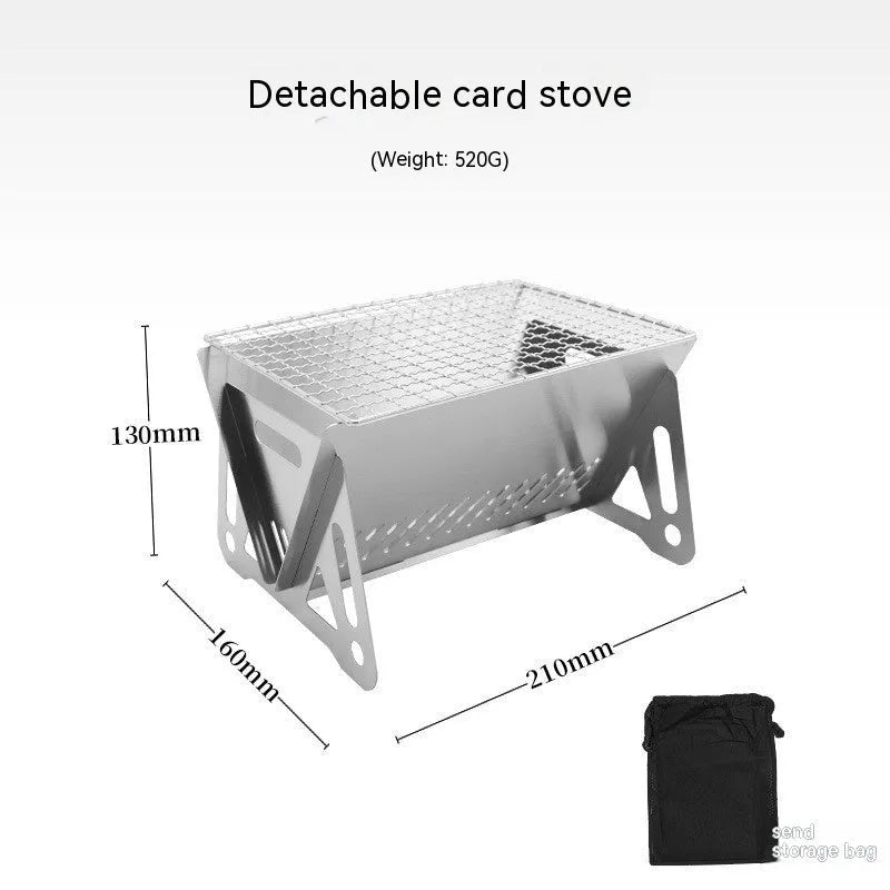 Large folding stainless steel outdoor barbecue oven with storage bag