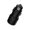 Black Ruimi 3S Bluetooth car charger with dual USB ports showing 26.5mm square dimensions