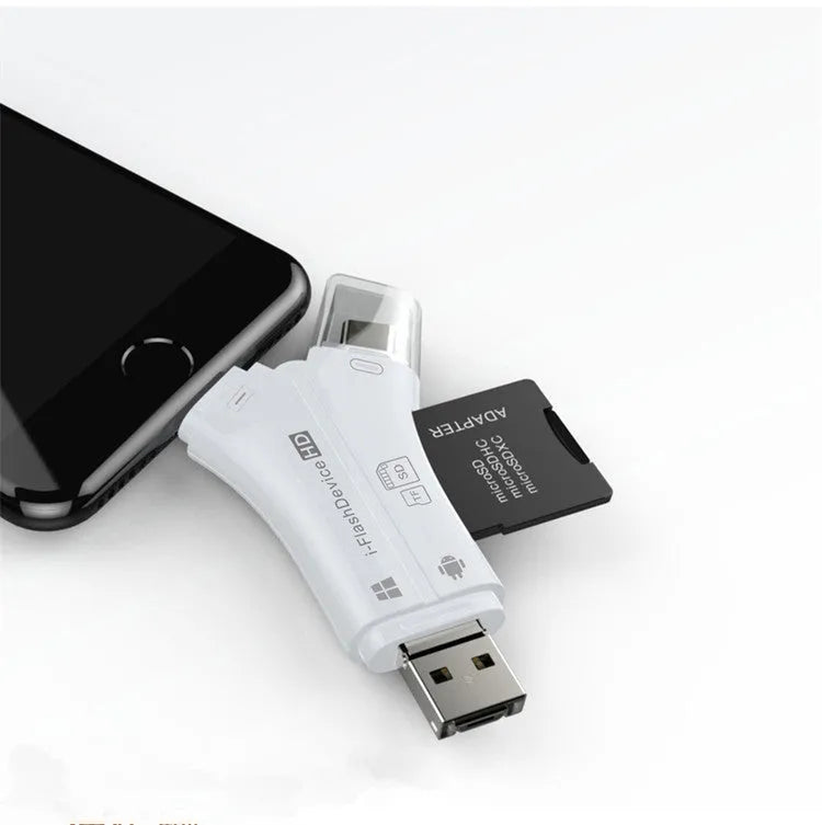 NK908 white black gold 4-in-1 mobile phone SD card reader for Apple iPhone and Android