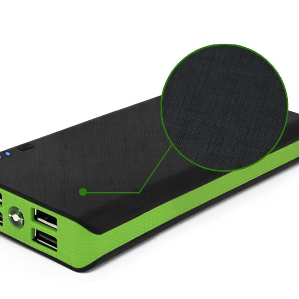 20000mAh portable power bank in blue, red, green, yellow, or black with fast charging