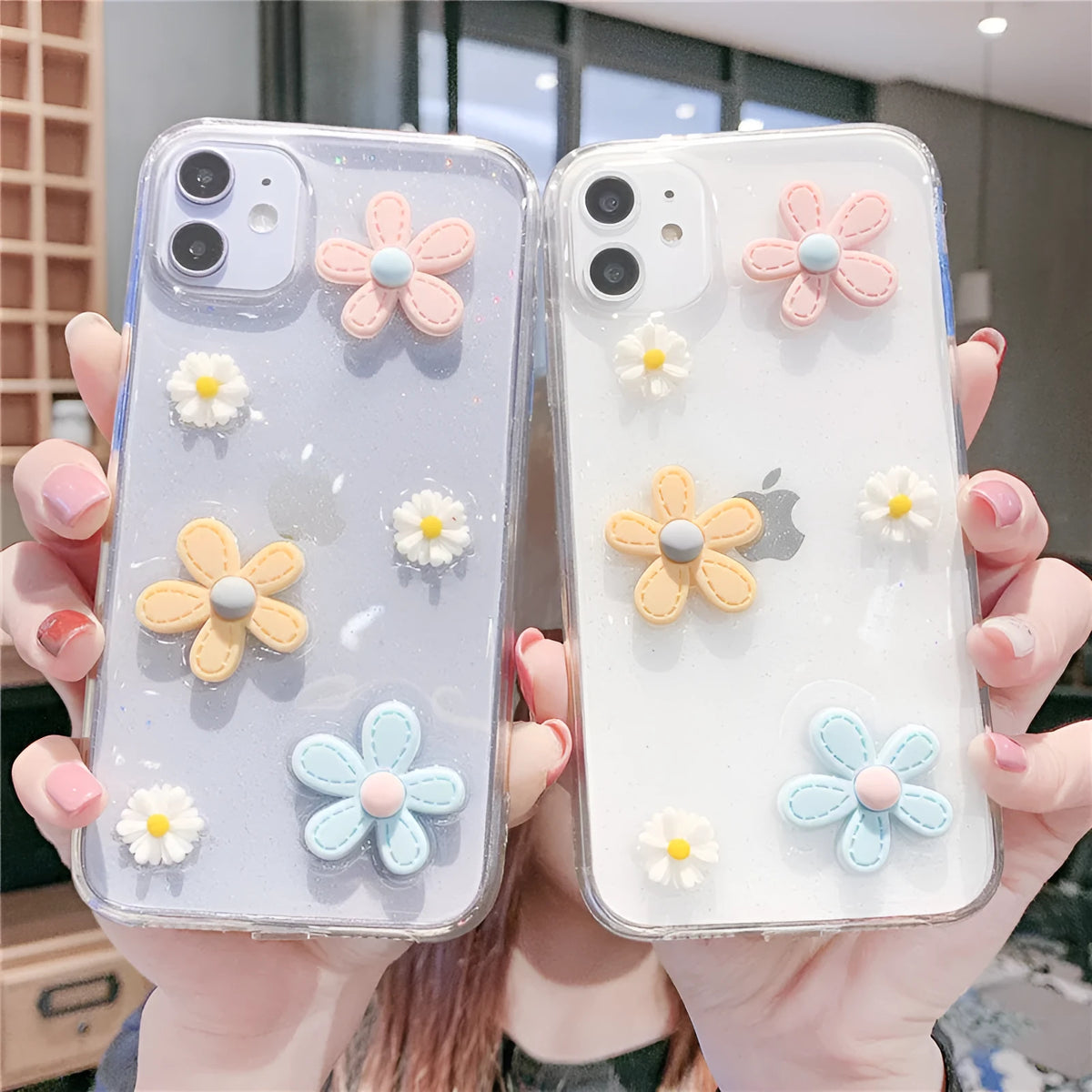 Girl heart design floral soft rubber iPhone case for multiple iPhone models