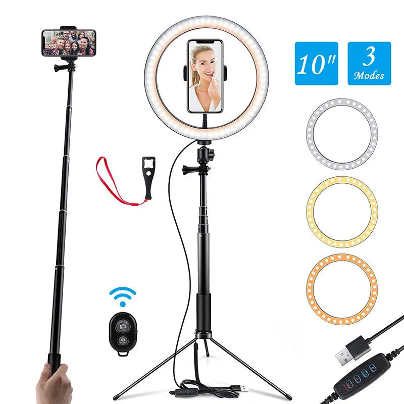 Black aluminium selfie stick tripod for iPhone photography with telescopic sections